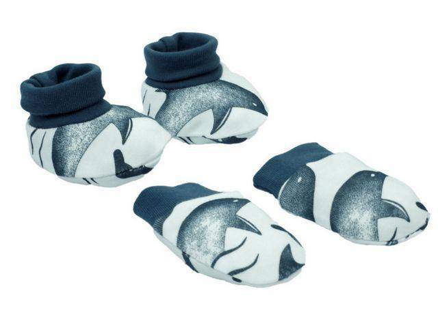 Komplet niemowlęcy rękawiczki łapki + buciki niechodki Delfin Nicol