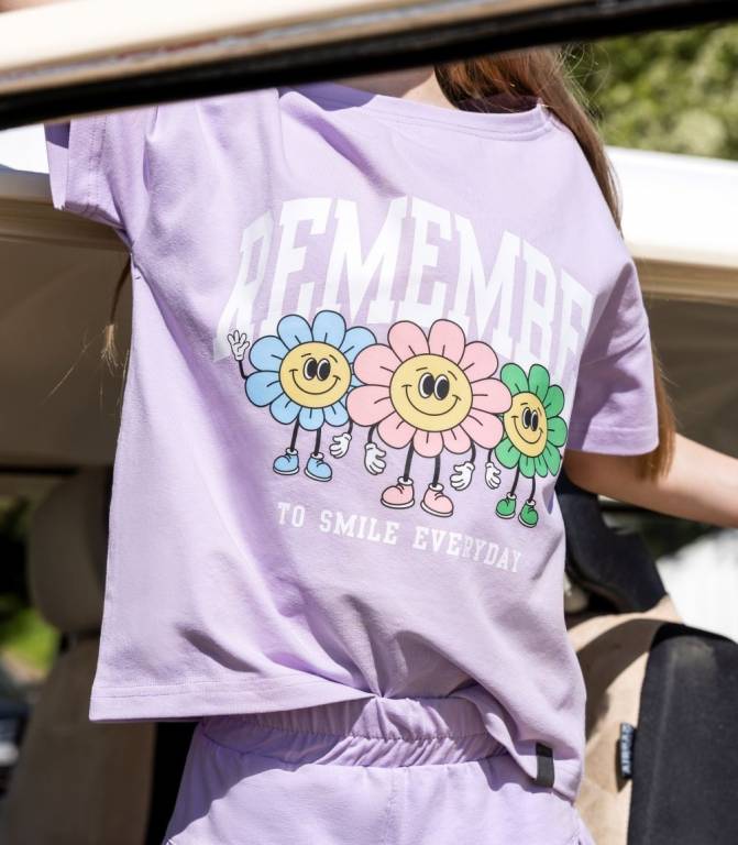 T-shirt ALL FOR KIDS kwiatki fiolet