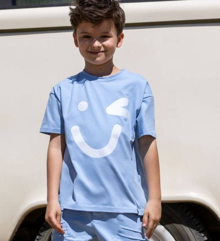 T-shirt ALL FOR KIDS buźka błękitny